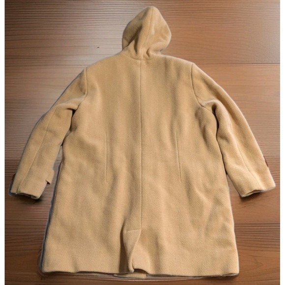 LL Bean Wool Toggle Duffle Coat Womens 2X Hooded Tan Beige Winter Jacket - Picture 2 of 10